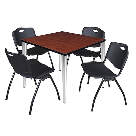 Regency Kahlo Square Table & Chair Sets, 36 W, 36 L, 29 H, Wood, Metal, Plastic Top, Cherry TPL3636CHCM47BK